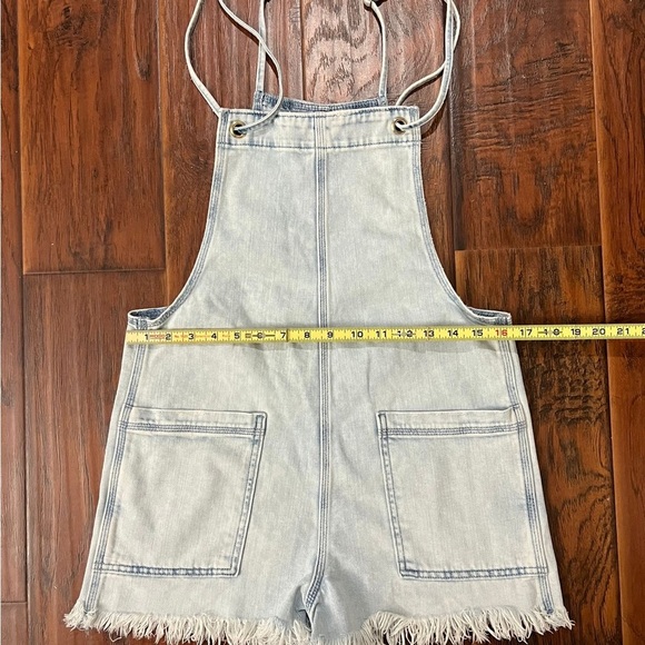 Aerie Light Blue Denim Overall Shorts - Picture 3 of 5